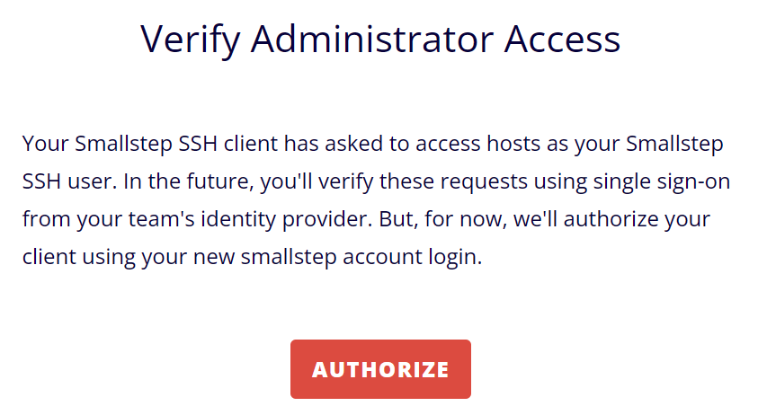 Smallstep SSO Verify Administrator Access